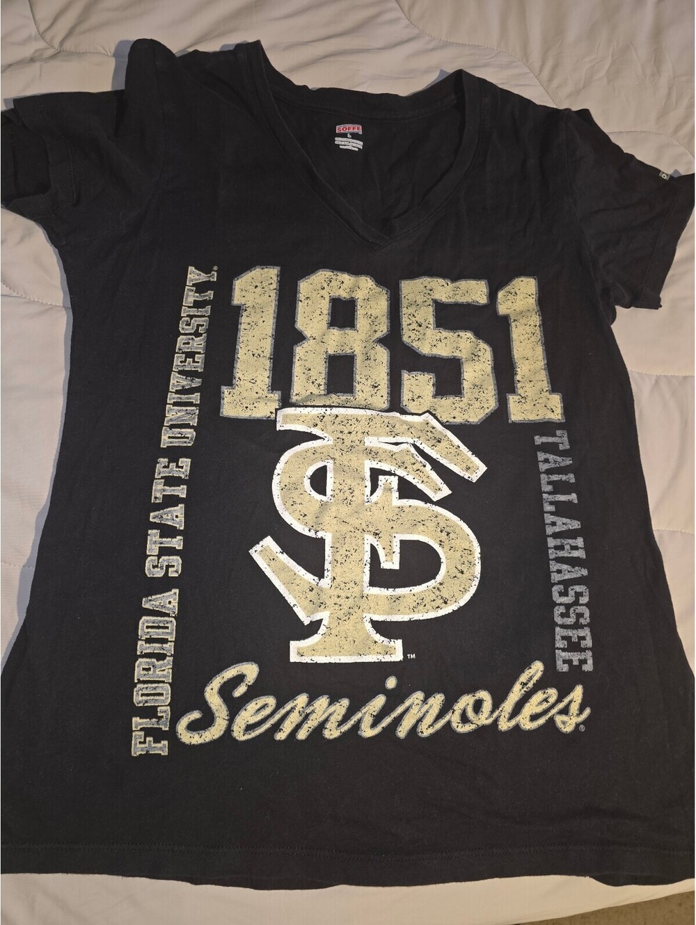 Vintage Y2K Florida State FSU Seminoles Womens V Neck T Shirt Söffe Faded  - L